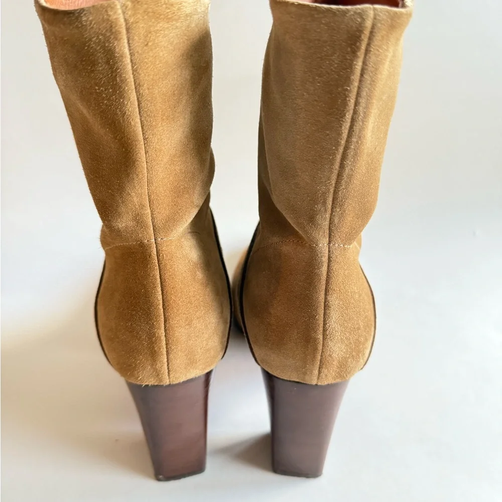 Polo Ralph Lauren Brindley Tan Suede Boot with stacked heel Size 7.5 - Picture 6 of 8